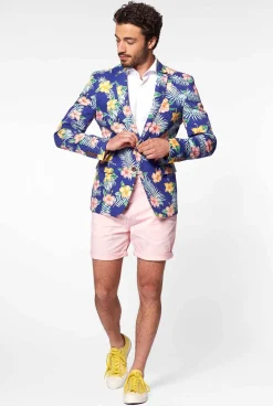 OppoSuits Deluxe Blazers^Tropical Flowers - Blue