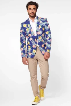 OppoSuits Deluxe Blazers^Tropical Flowers - Blue