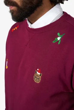 OppoSuits Christmas Sweaters^X-Mas Icons - Burgundy